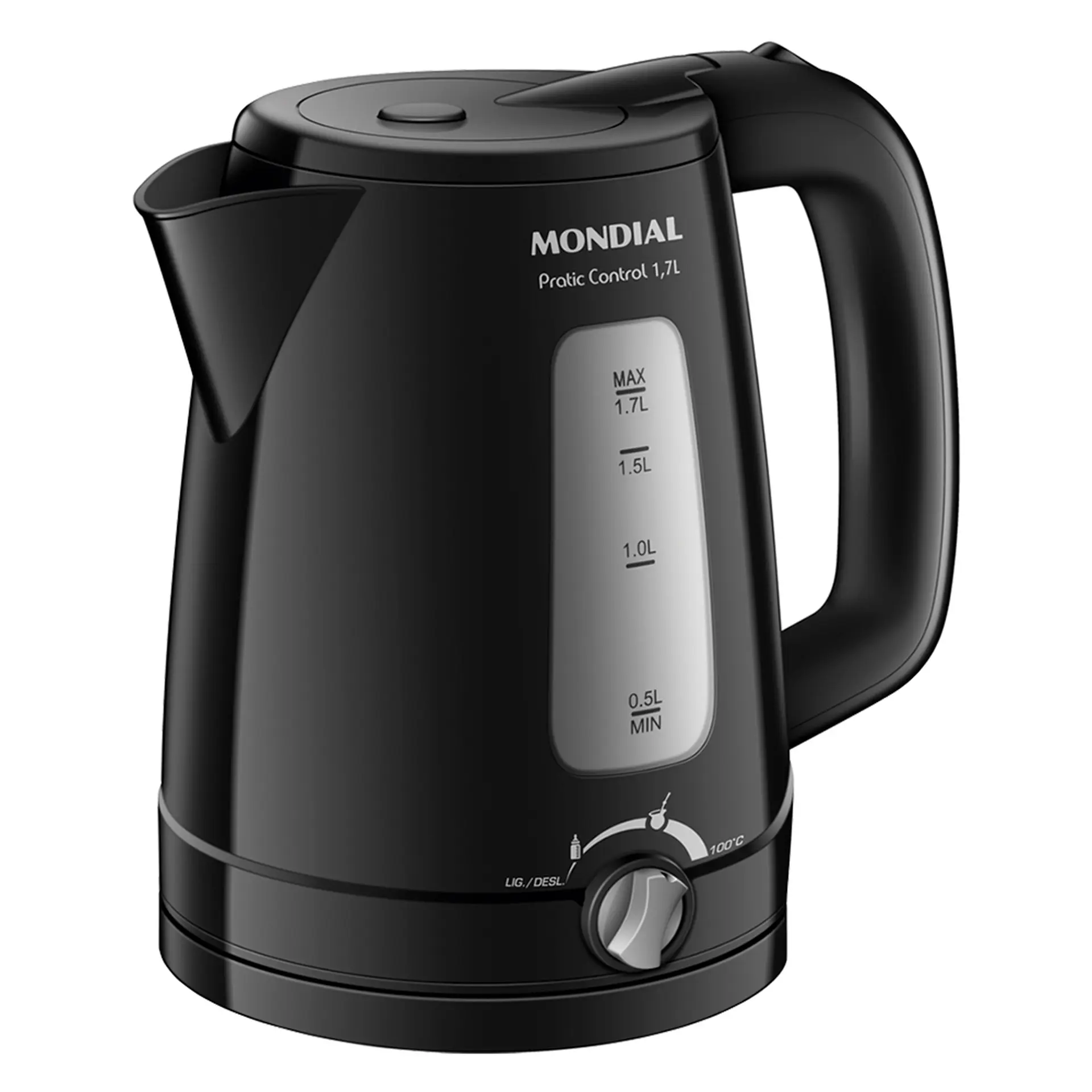 Chaleira Elétrica Mondial Pratic Control 1,7L 1200W - Preto - 220 Volts