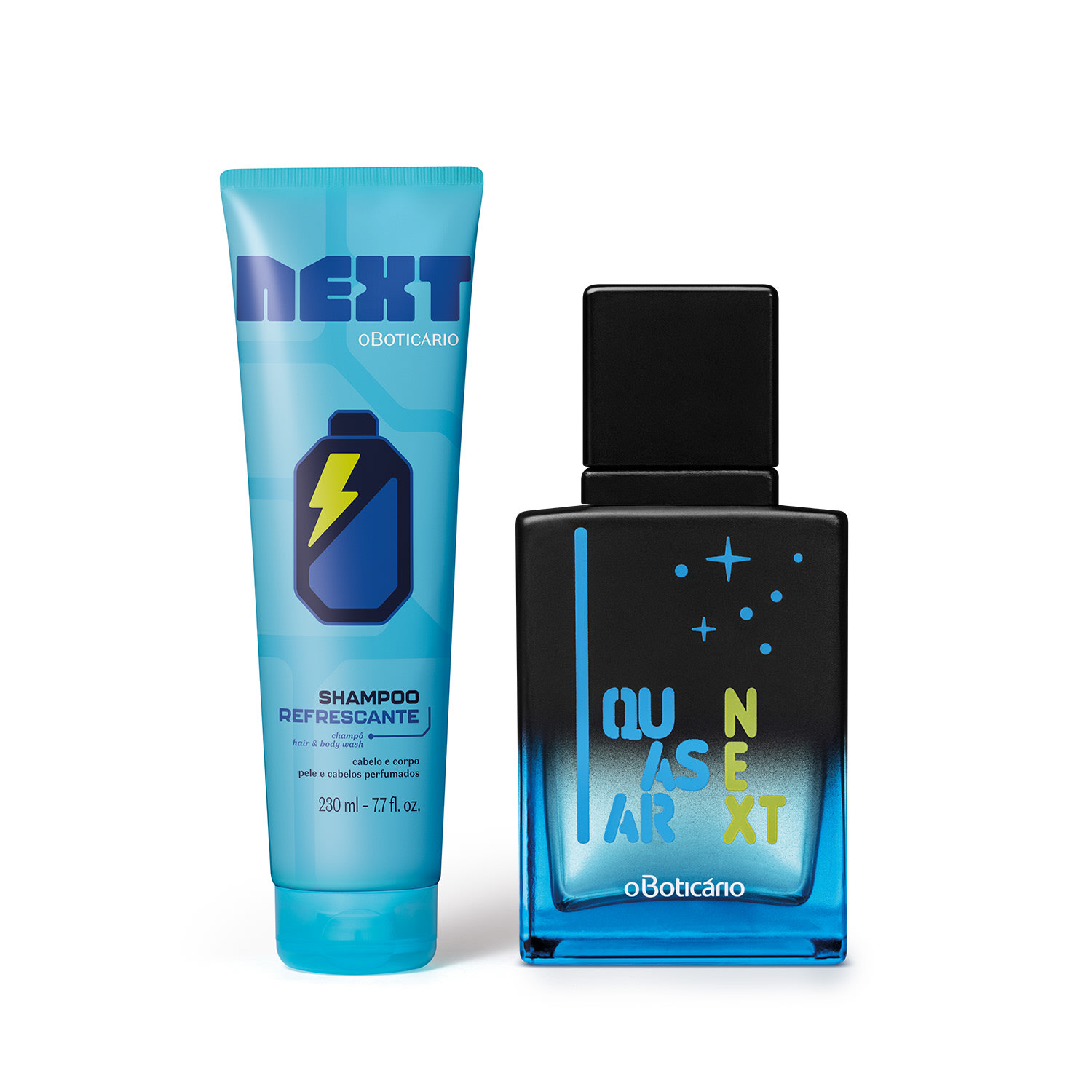 Combo Next: Quasar Desodorante Colônia 50ml+Shampoo 2 em 1 Cabelo e Corpo 230ml