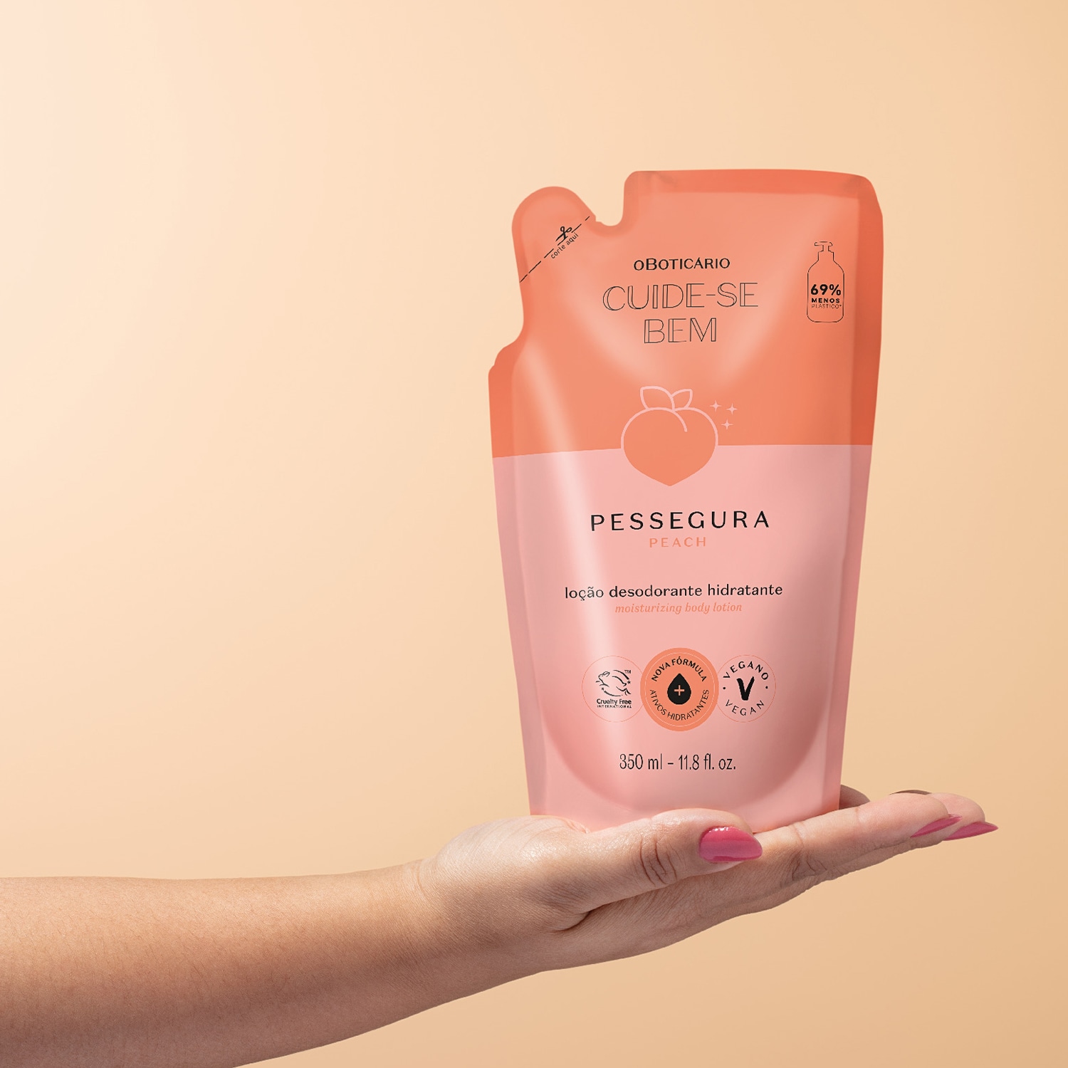 Refil Loção Desodorante Hidratante Cuide-se Bem Pessegura 350ml