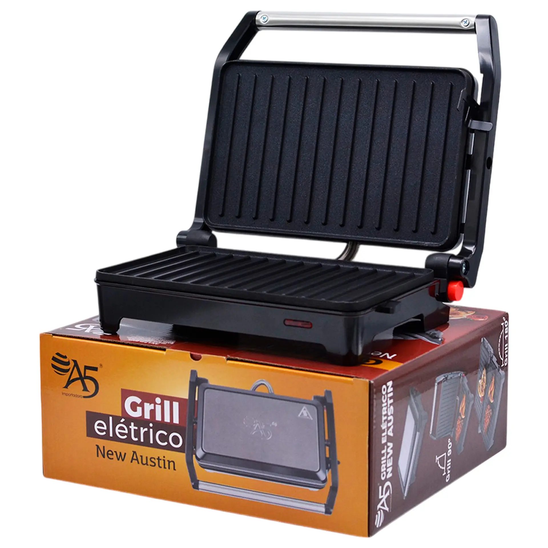 Grill Elétrico Newa Austin 850W A5 Importados - Preto/Inox - 110 Volts