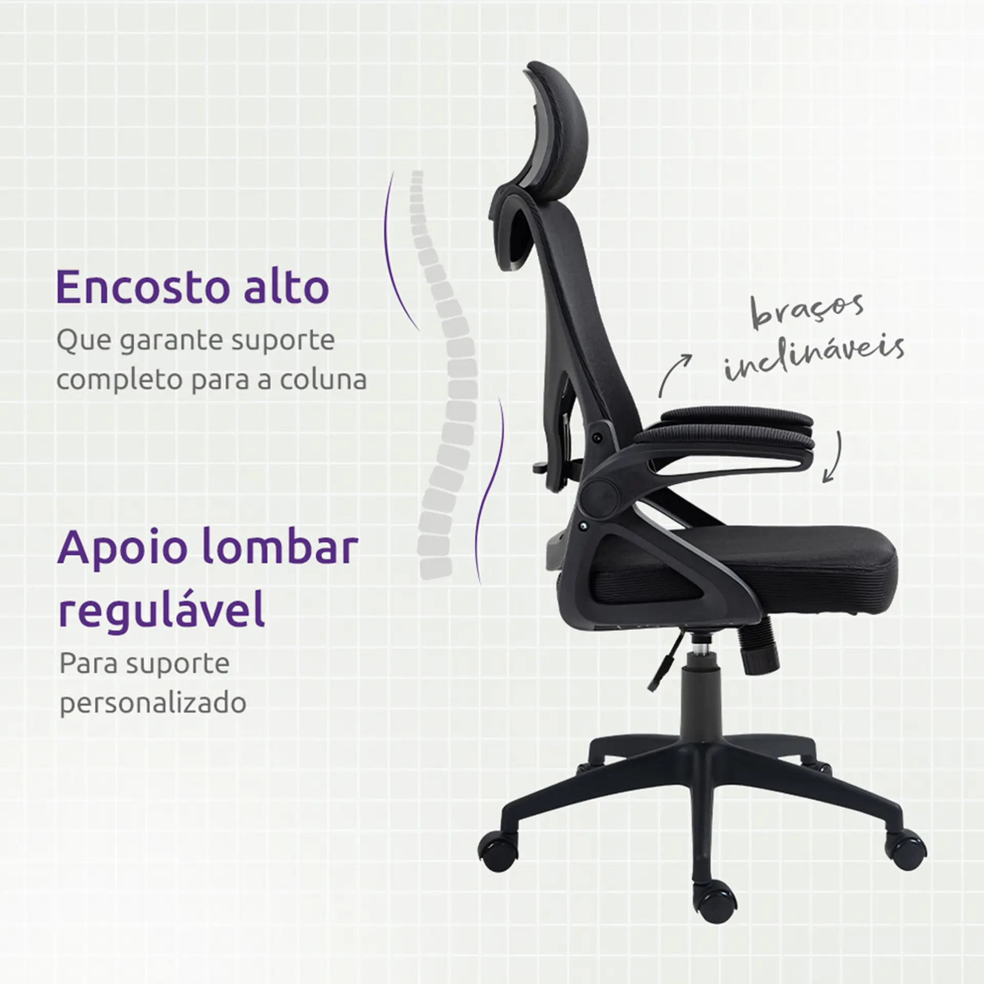 Cadeira Giratória Viper Pro Creative Rodízios - Preto