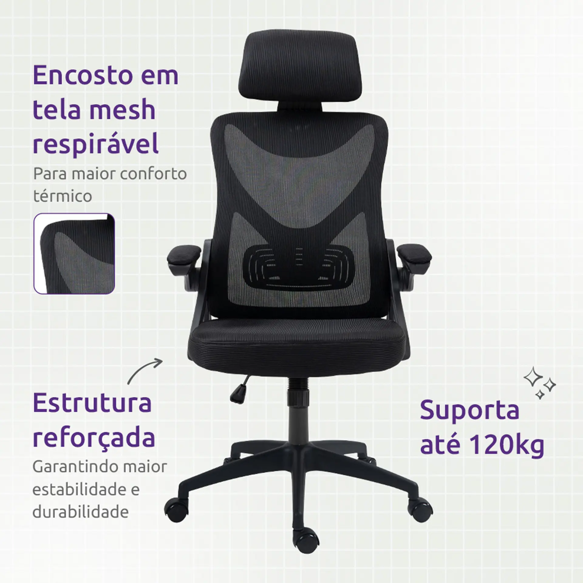 Cadeira Giratória Viper Pro Creative Rodízios - Preto