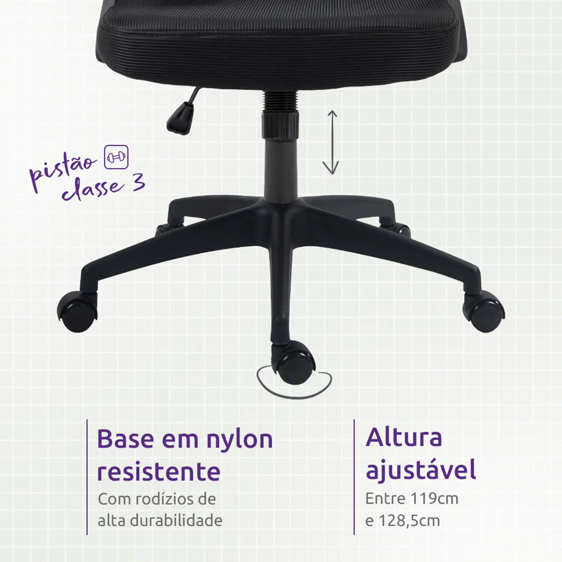 Cadeira Giratória Viper Pro Creative Rodízios - Preto