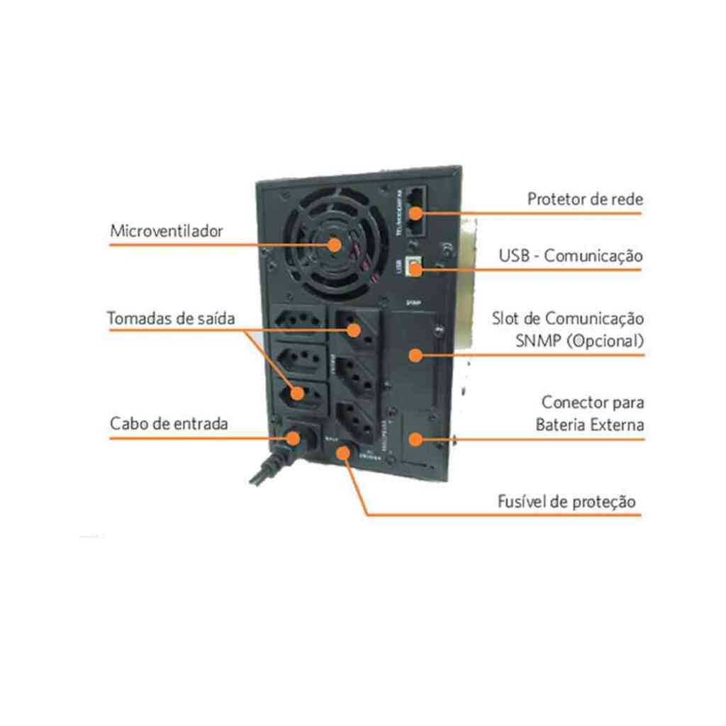 Nobreak Senoidal Lacerda Proteus 1KVA Entrada 220V Saída 220V 2 Baterias 020102222X06