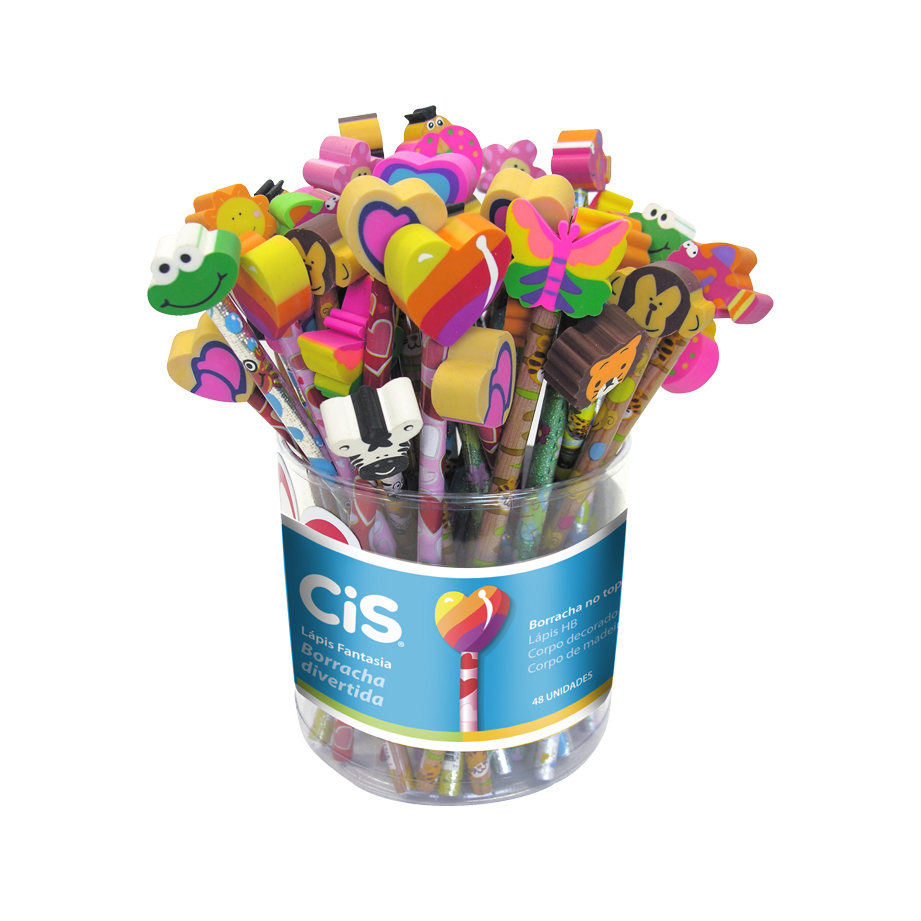 Lápis Preto CIS Divertidas HB com Borracha no Topo Unidade Sortido