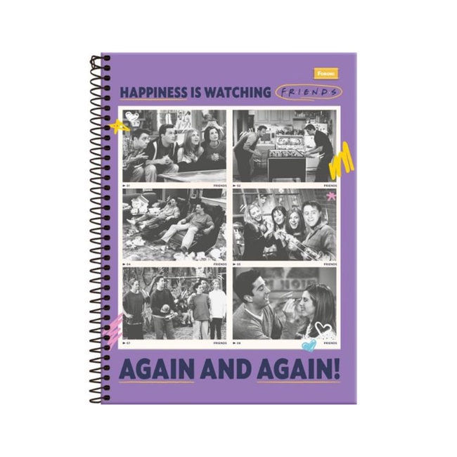 Caderno Universitário Foroni Friends Capa Dura 200 Folhas com 10 Matérias Sortido