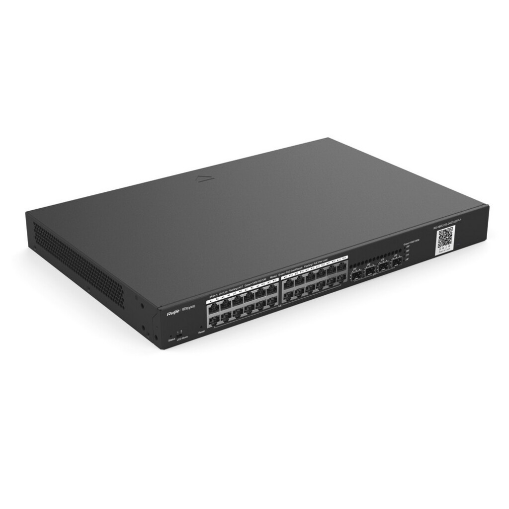 Switch PoE+ Gerenciável L2 Ruijie | Reyee RG-NBS3100-24GT4SFP-P 24 Portas Gigabit +4 SFP