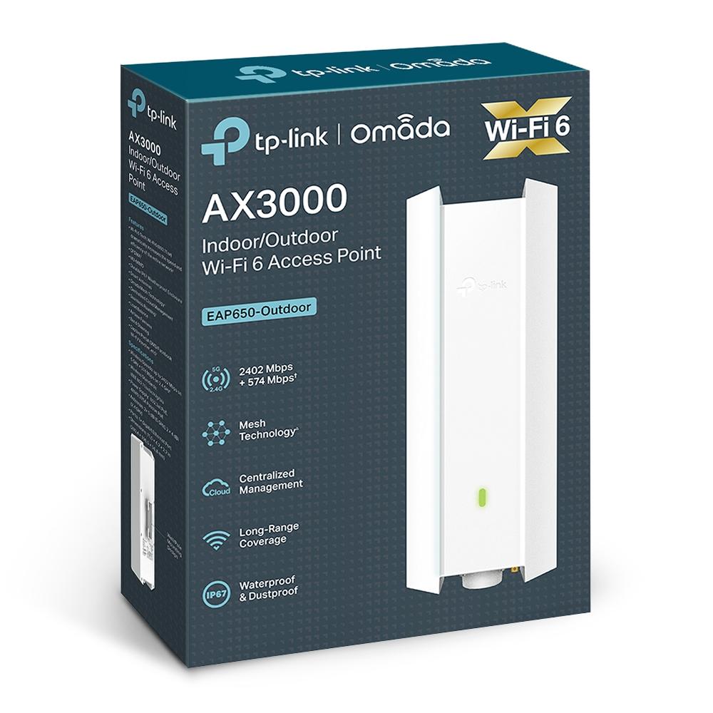 Access Point Wireless Tp-Link AX3000 Gigabit Dual Band Mu Mimo PoE Wi-Fi 6 Alto Desempenho EAP650 OUTDOOR Omada