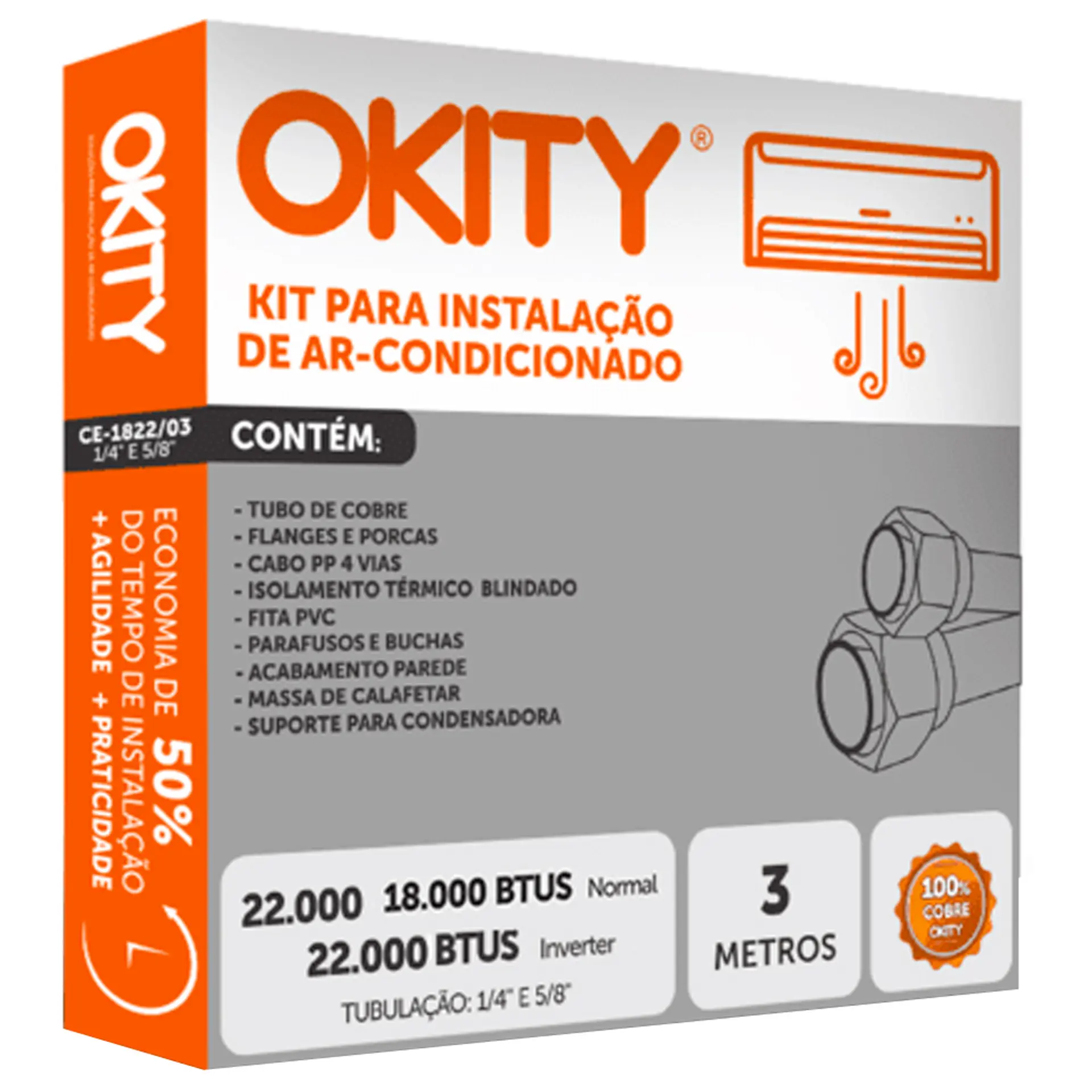 Kit de Instalação para Ar Condicionado Split 18.000 a 22.000 BTUs