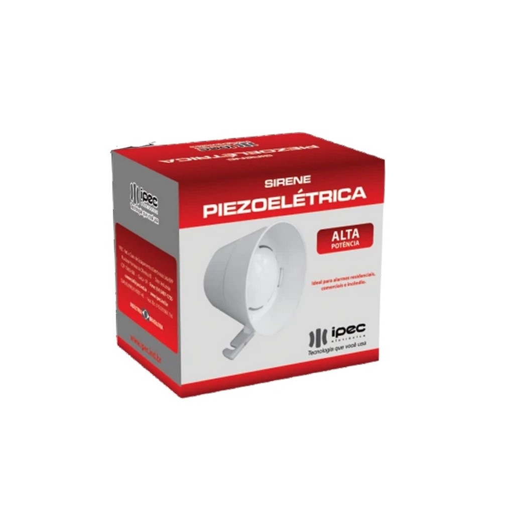 Sirene Compacta de Alta Potência 116dB 12 Volts - 1 Tom Ipec - Branco