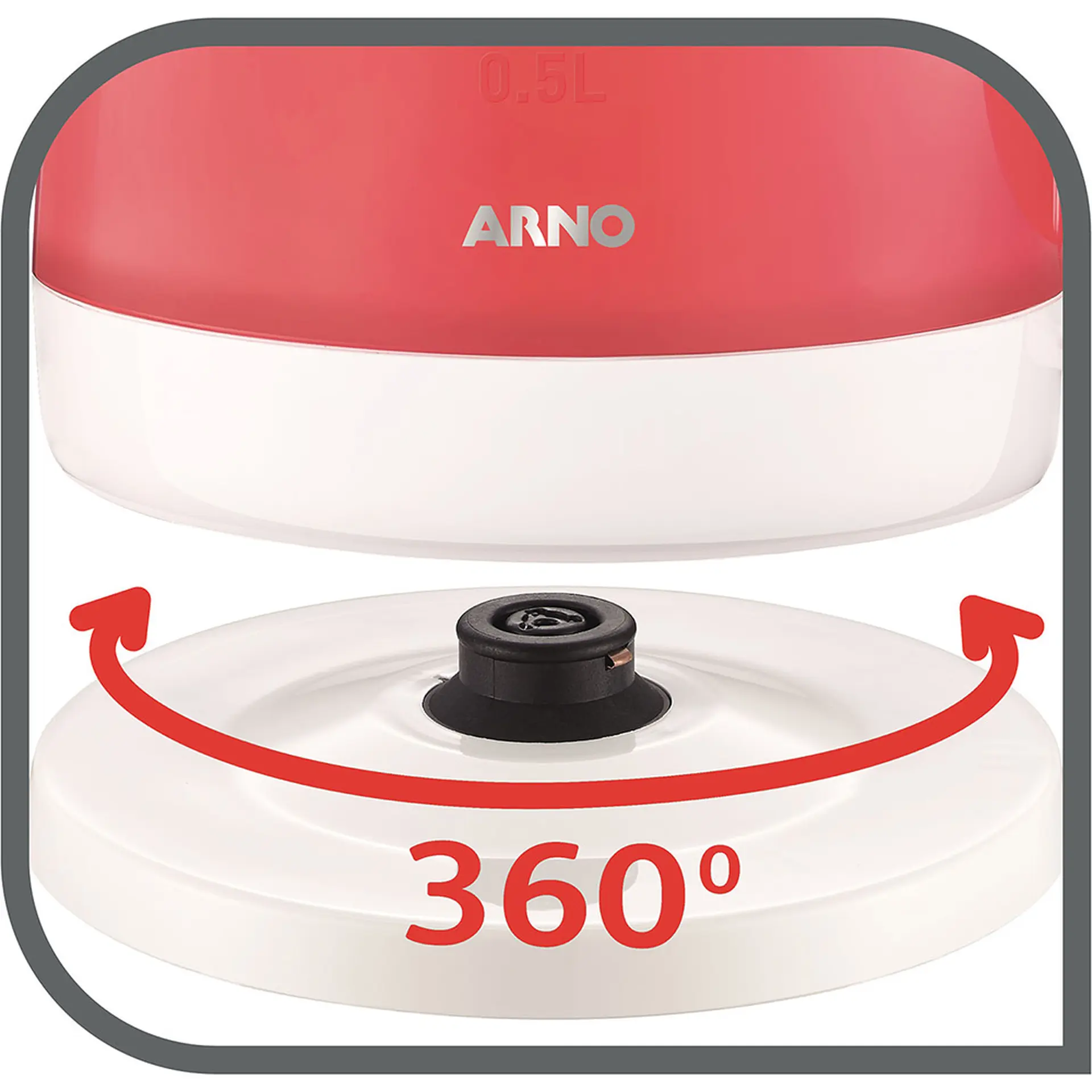 Chaleira Elétrica Arno Vision 1,5L 1500W Desligamento Automático - Vermelho/Branco - 220 Volts