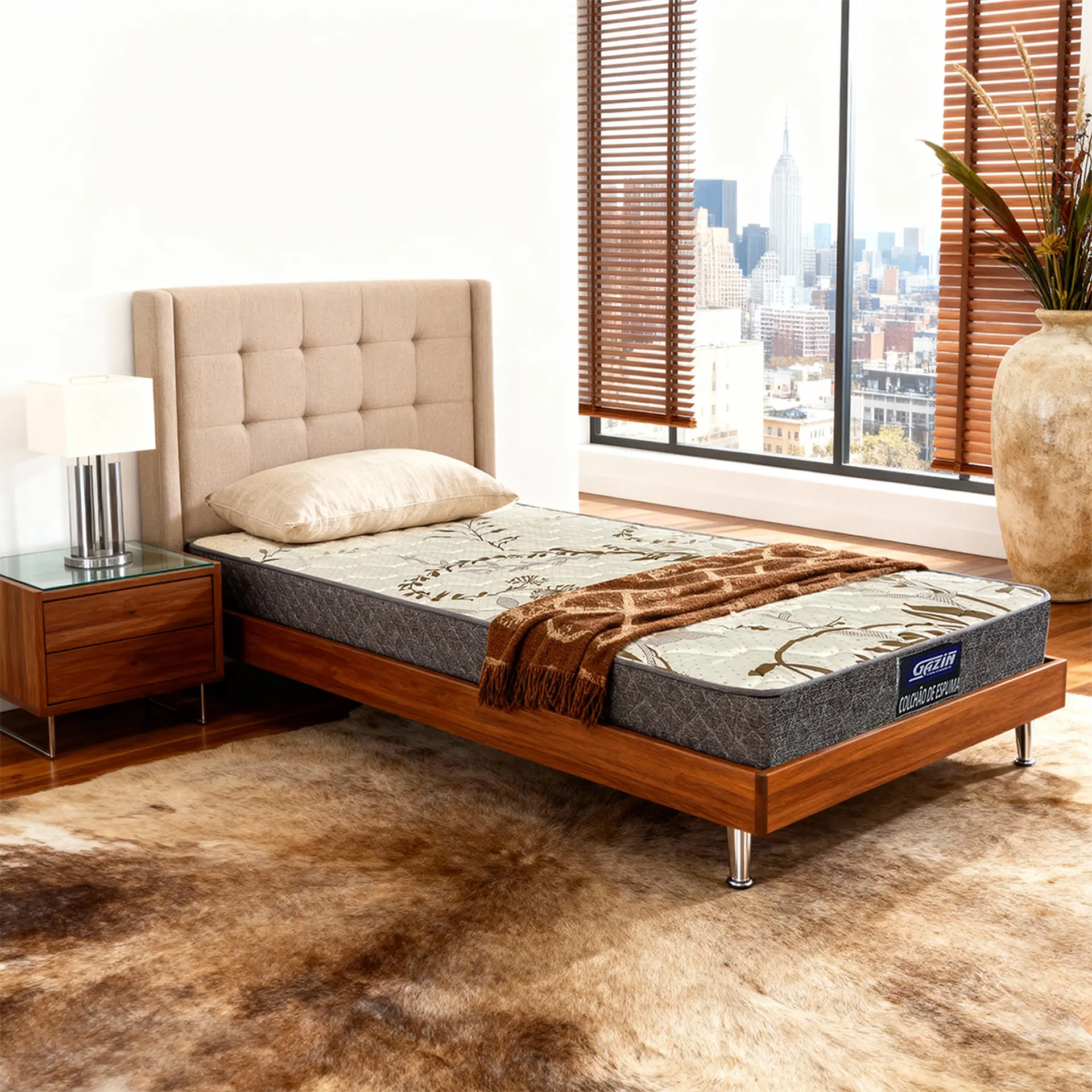 Colchão Solteiro de Espuma D28 Gazin Dunas 78x188 Double Face - Marrom