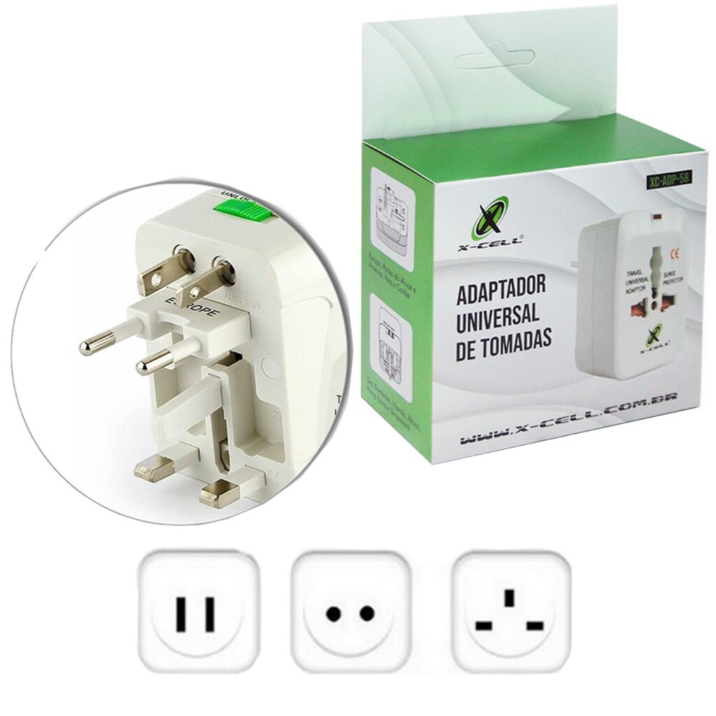 Adaptador Universal de Tomadas Bivolt X-Cell - XC-ADP-58