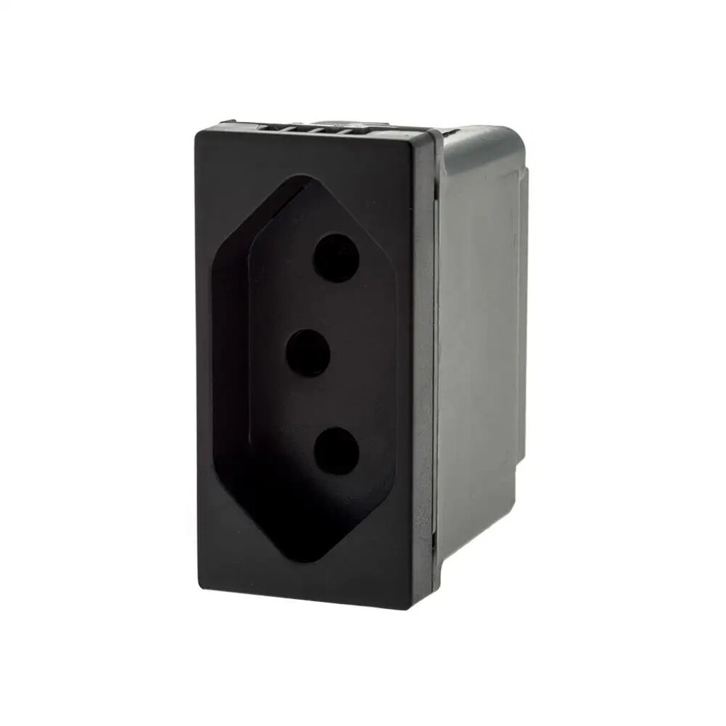 Tomada Módulo 2 Pinos + Terra 20A Pial Plus+ I Legrand Preto - 615060PT