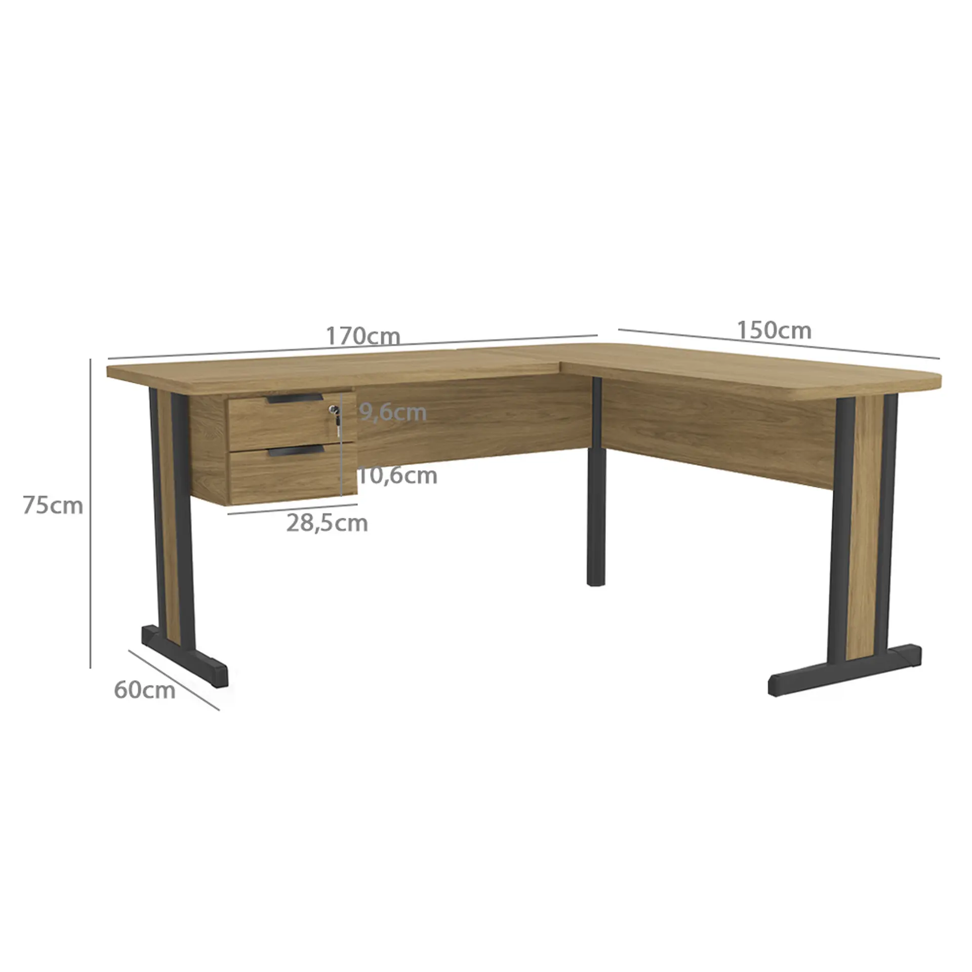 Mesa de Escritório 2 Gavetas Estrutura em MDP Versatile Kappesberg - Itapua