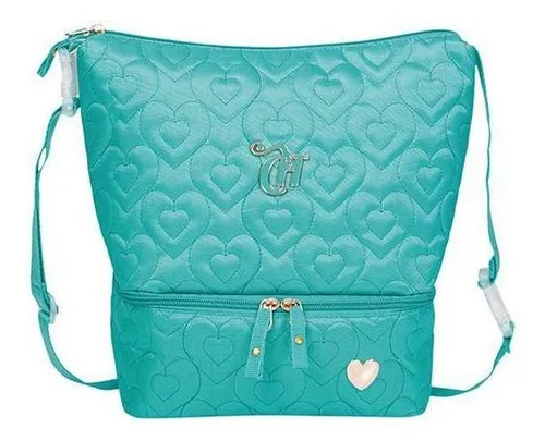 Lancheira Sestini Capricho Crush com 2 Compartimento Turquesa