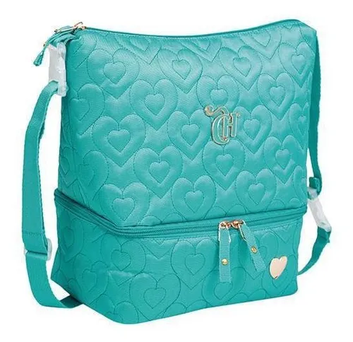 Lancheira Sestini Capricho Crush com 2 Compartimento Turquesa