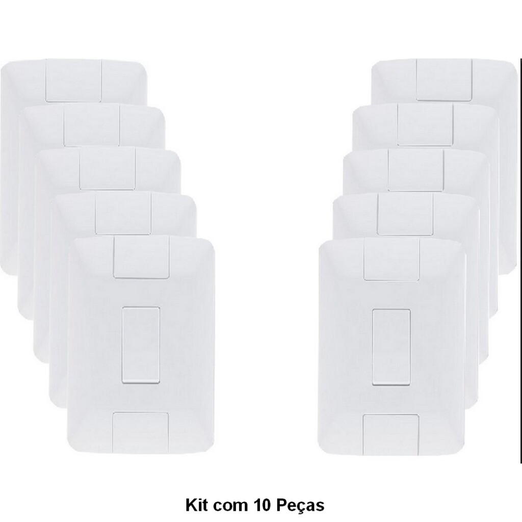 Kit com 10 Peças Interruptor 1 Simples 6A Tramontina Aria 57241/001 com Espelho 4x2 Branco