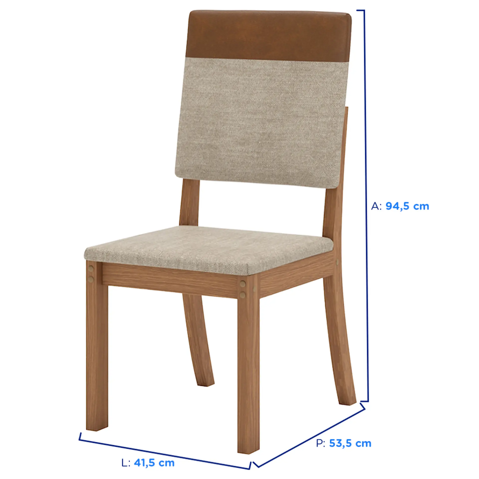 Conjunto de Mesa 6 cadeiras Assento Estofado Natalí Henn - Nature/Corano/Caramelo/Creme