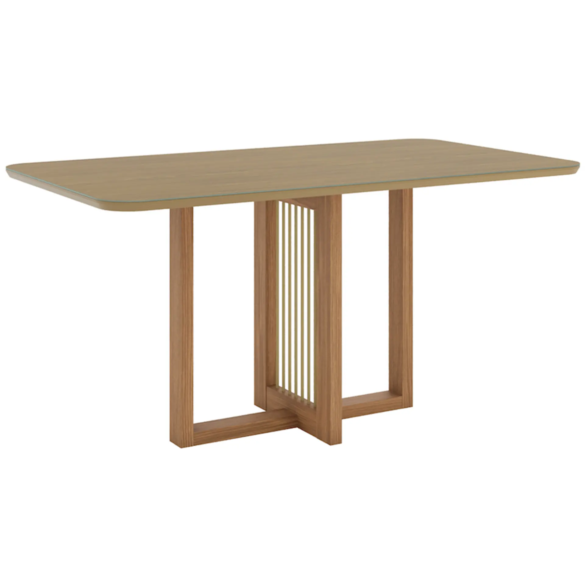 Conjunto de Mesa 6 cadeiras Assento Estofado Natalí Henn - Nature/Corano/Caramelo/Creme