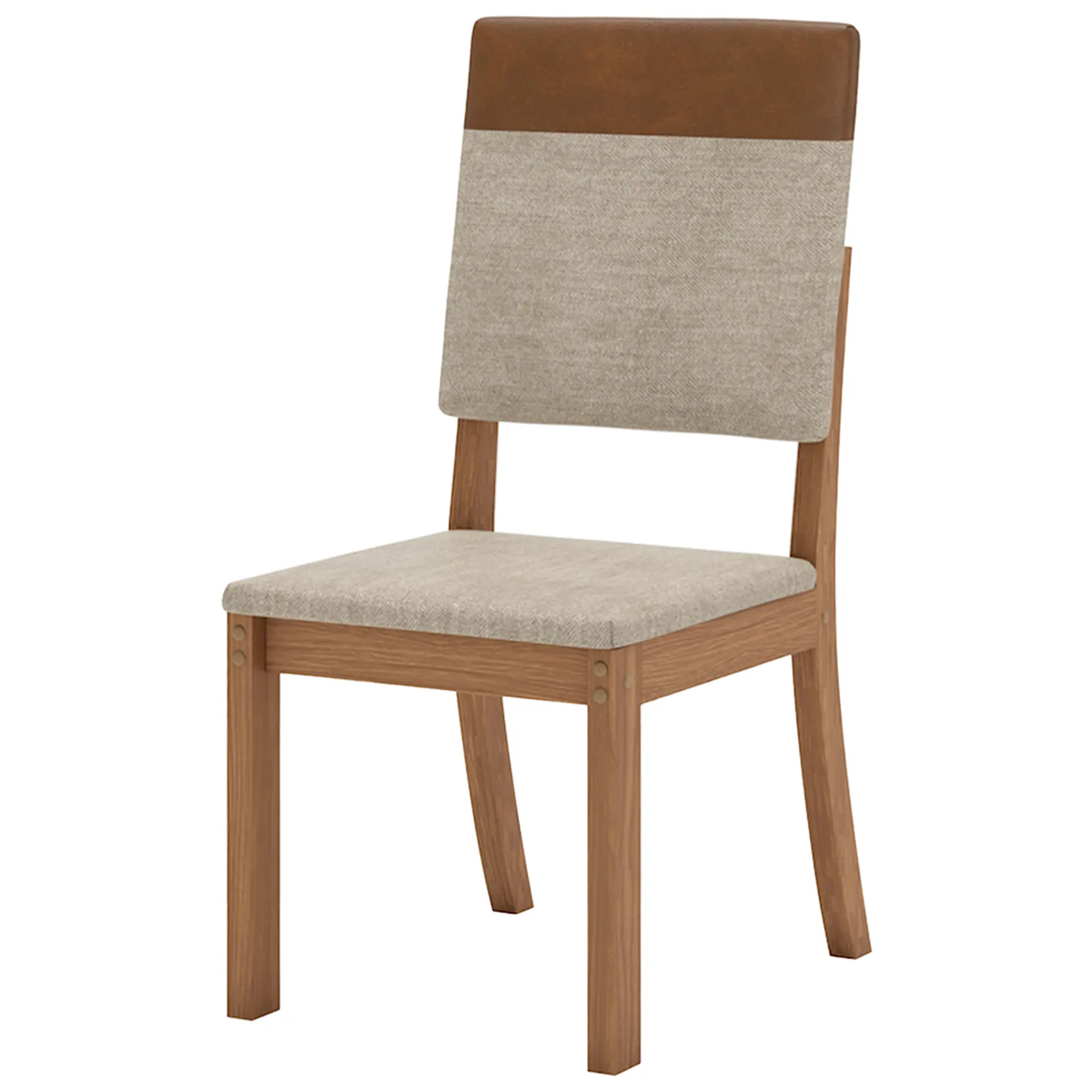 Conjunto de Mesa 6 cadeiras Assento Estofado Natalí Henn - Nature/Corano/Caramelo/Creme