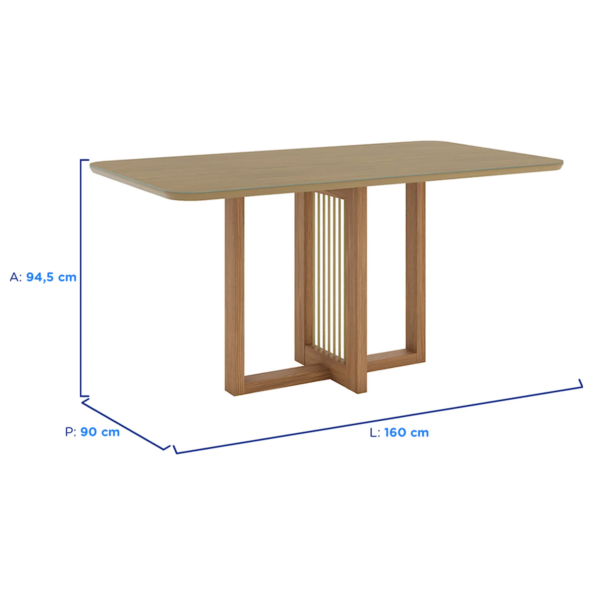 Conjunto de Mesa 6 cadeiras Assento Estofado Natalí Henn - Nature/Corano/Caramelo/Creme