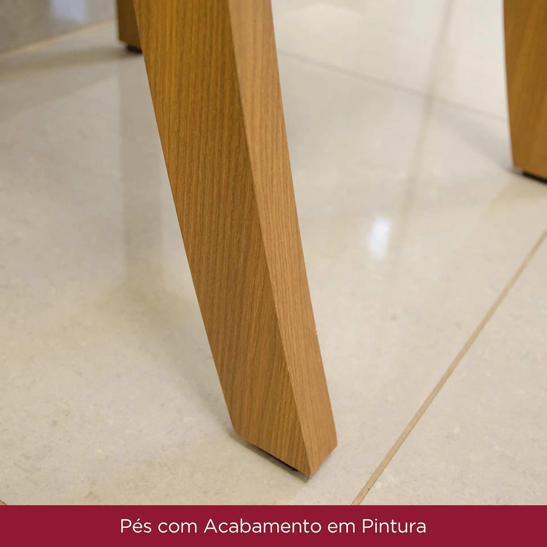 Conjunto de Mesa 6 cadeiras Assento Estofado Natalí Henn - Nature/Corano/Caramelo/Creme