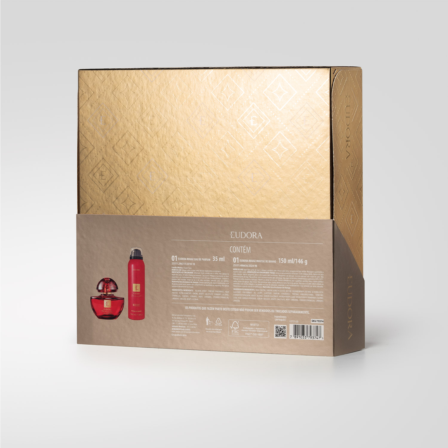 Kit Presente de Natal Edp Rouge: Mousse De Banho 150ml + Eau De Parfum 35ml
