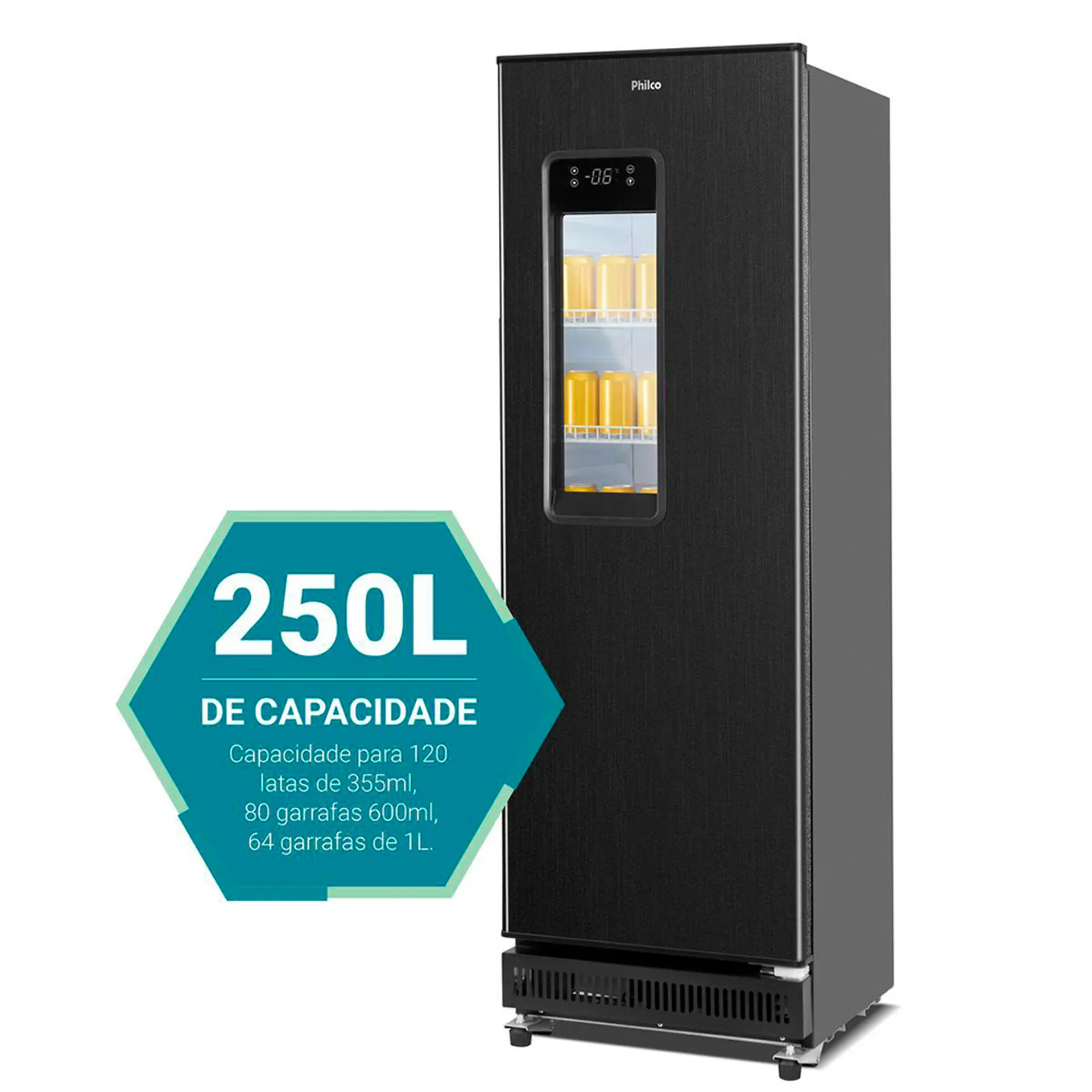 Cervejeira Philco 250L Controle Digital PCV25A - Black Inox - 220 Volts
