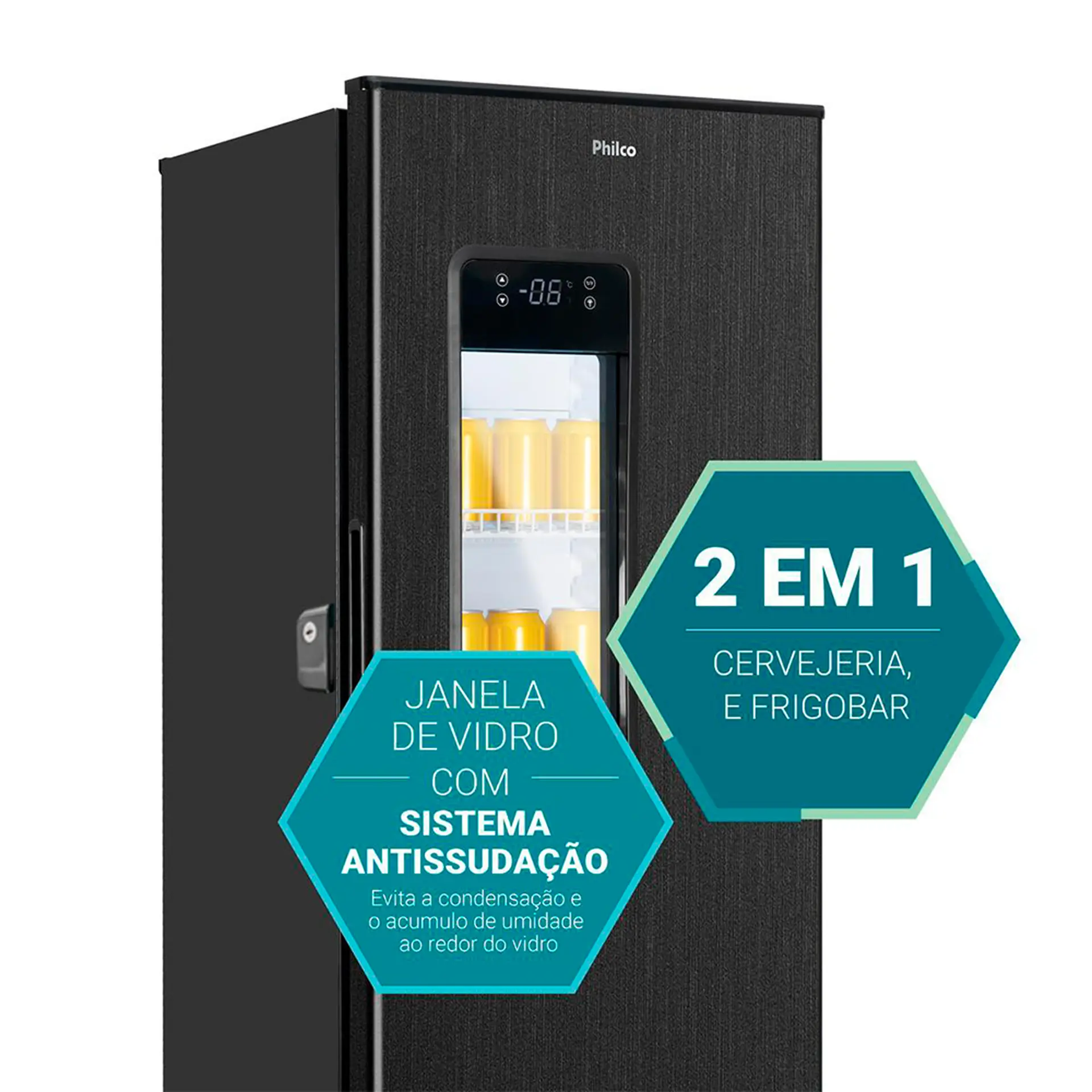 Cervejeira Philco 250L Controle Digital PCV25A - Black Inox - 220 Volts