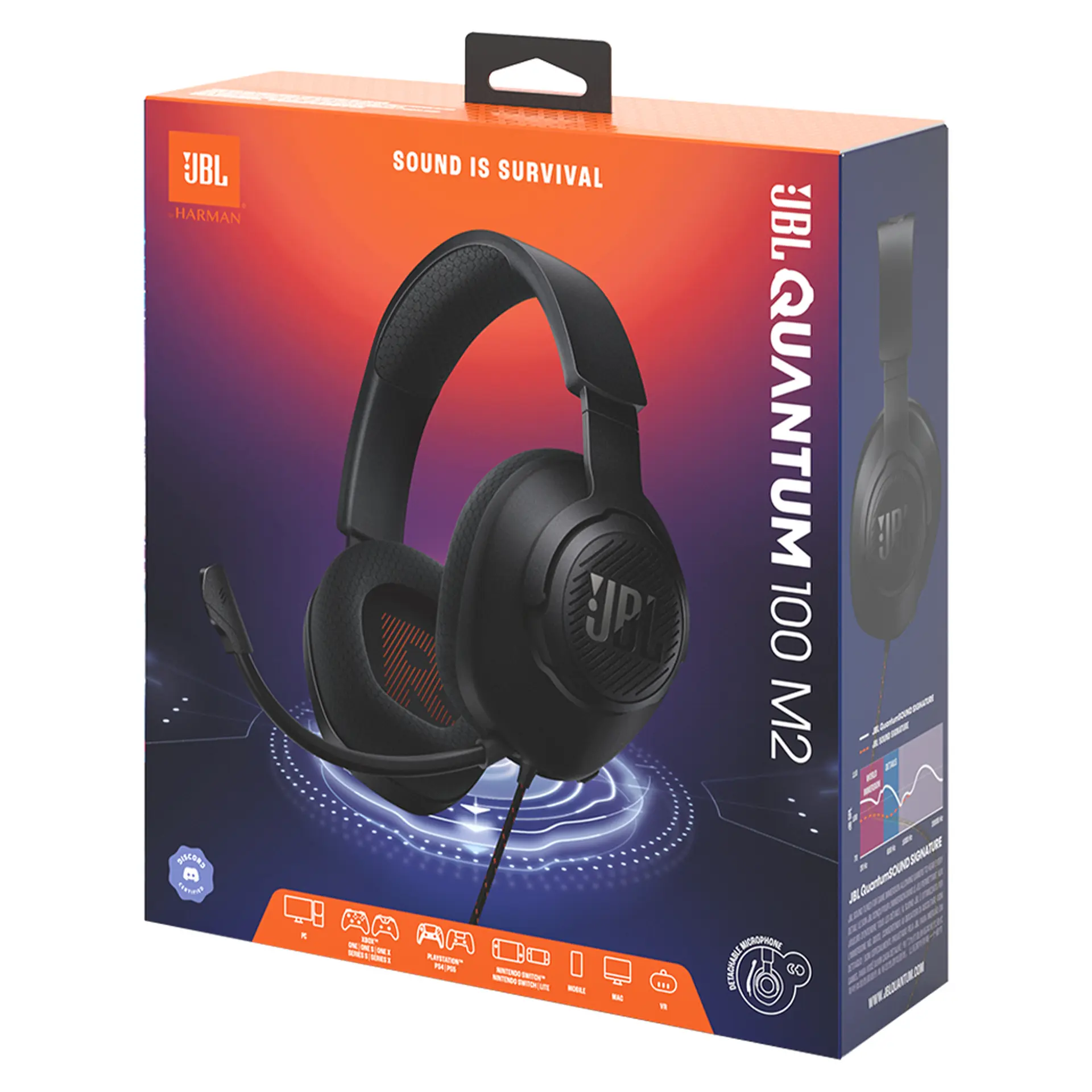 Fone de Ouvido Headset Gamer JBL Gaming Quantum 100M2 com Fio - Preto