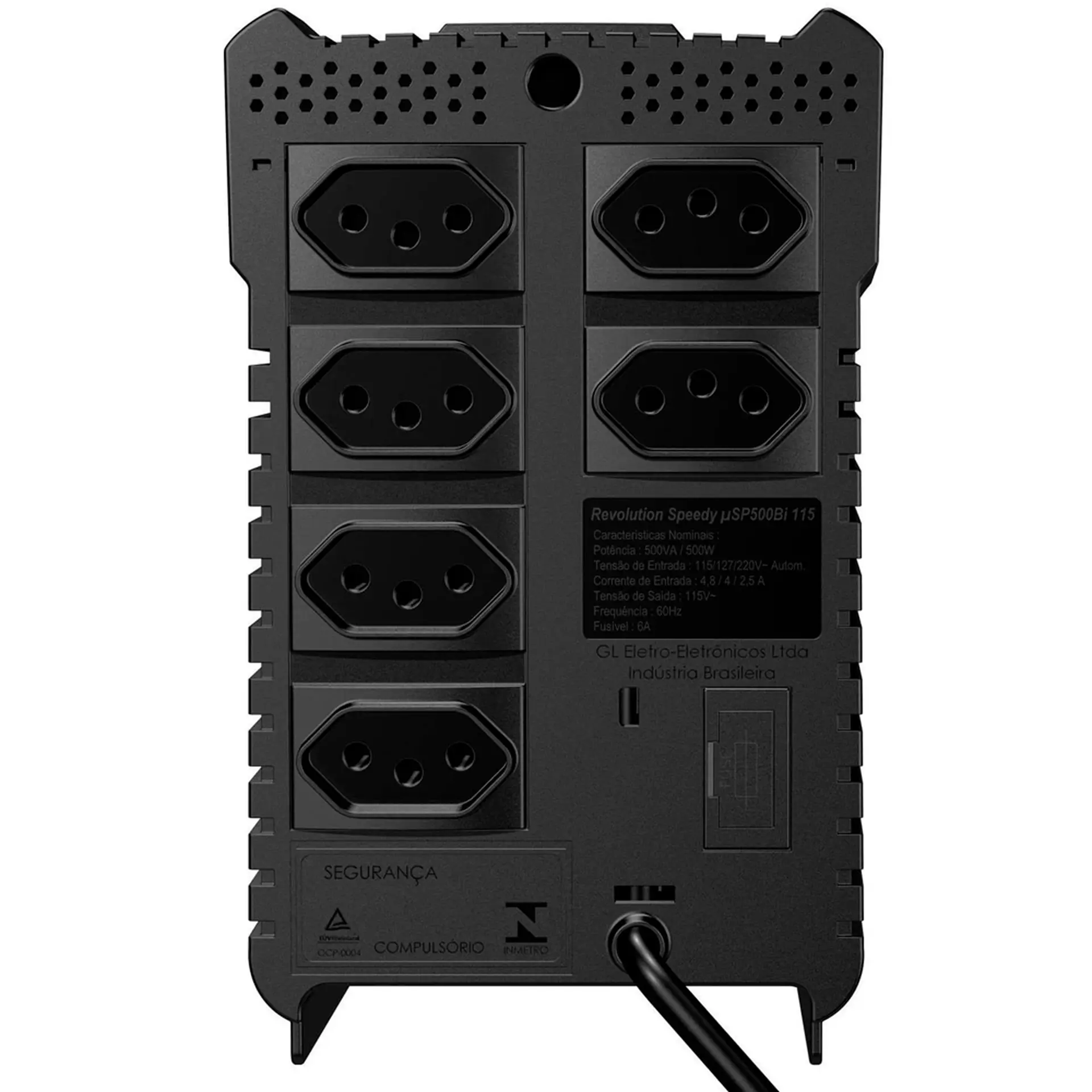 Estabilizador SMS Revolution Speedy 500VA 6 Tomadas Monovolt 16620 - Preto - Bivolt