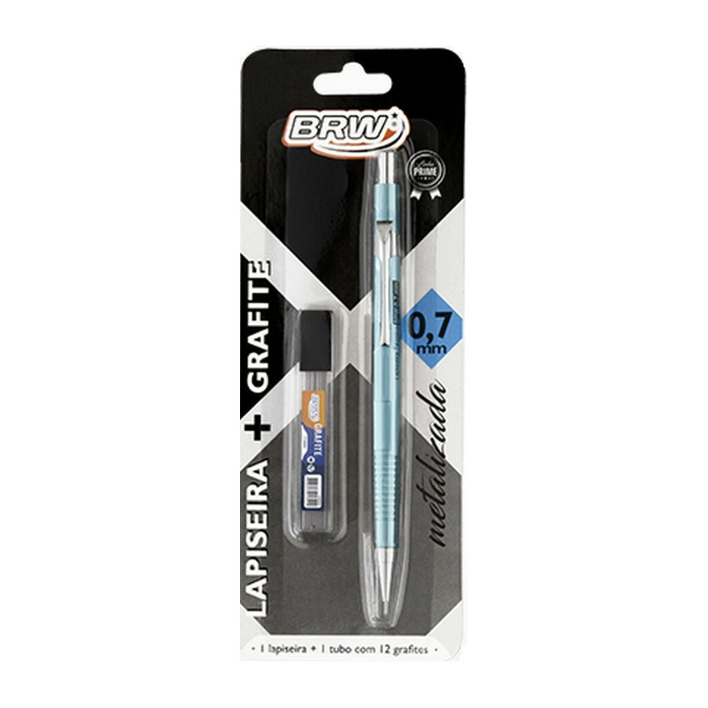 Lapiseira Técnica 0.7mm Metálica Azul Brw - com Grafite - LP0707