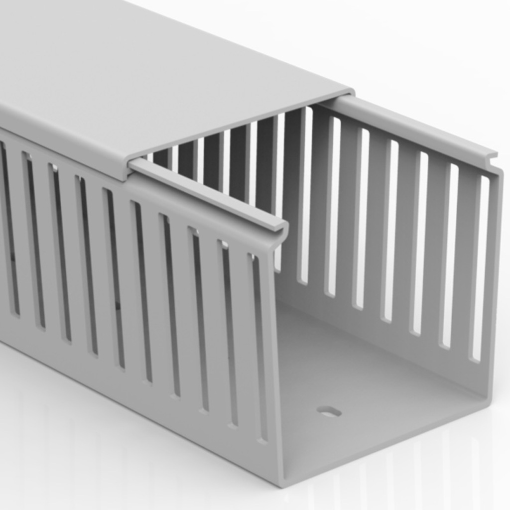 Canaleta Semiaberta Enerbras Barra 2 Metros 80x80mm Cinza - Unitário - 8080-E/S