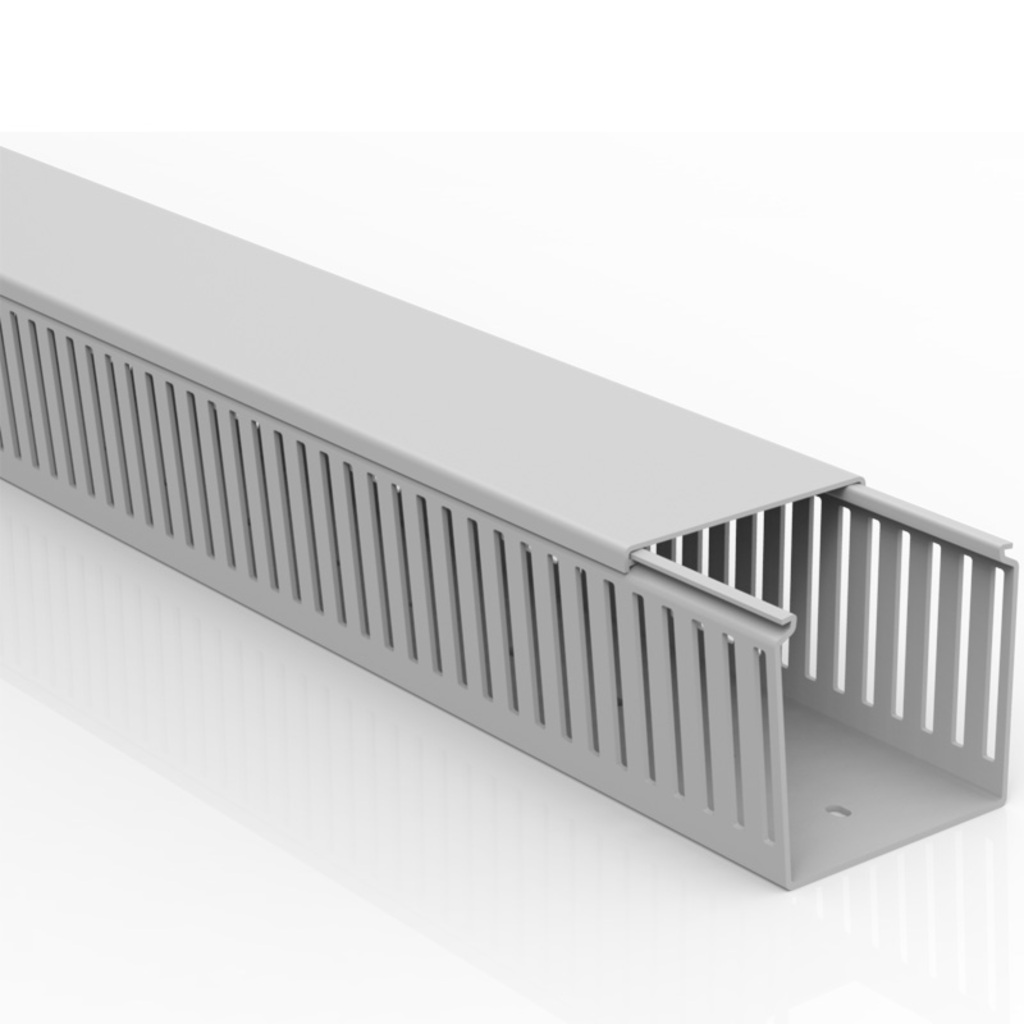 Canaleta Semiaberta Enerbras Barra 2 Metros 80x80mm Cinza - Unitário - 8080-E/S