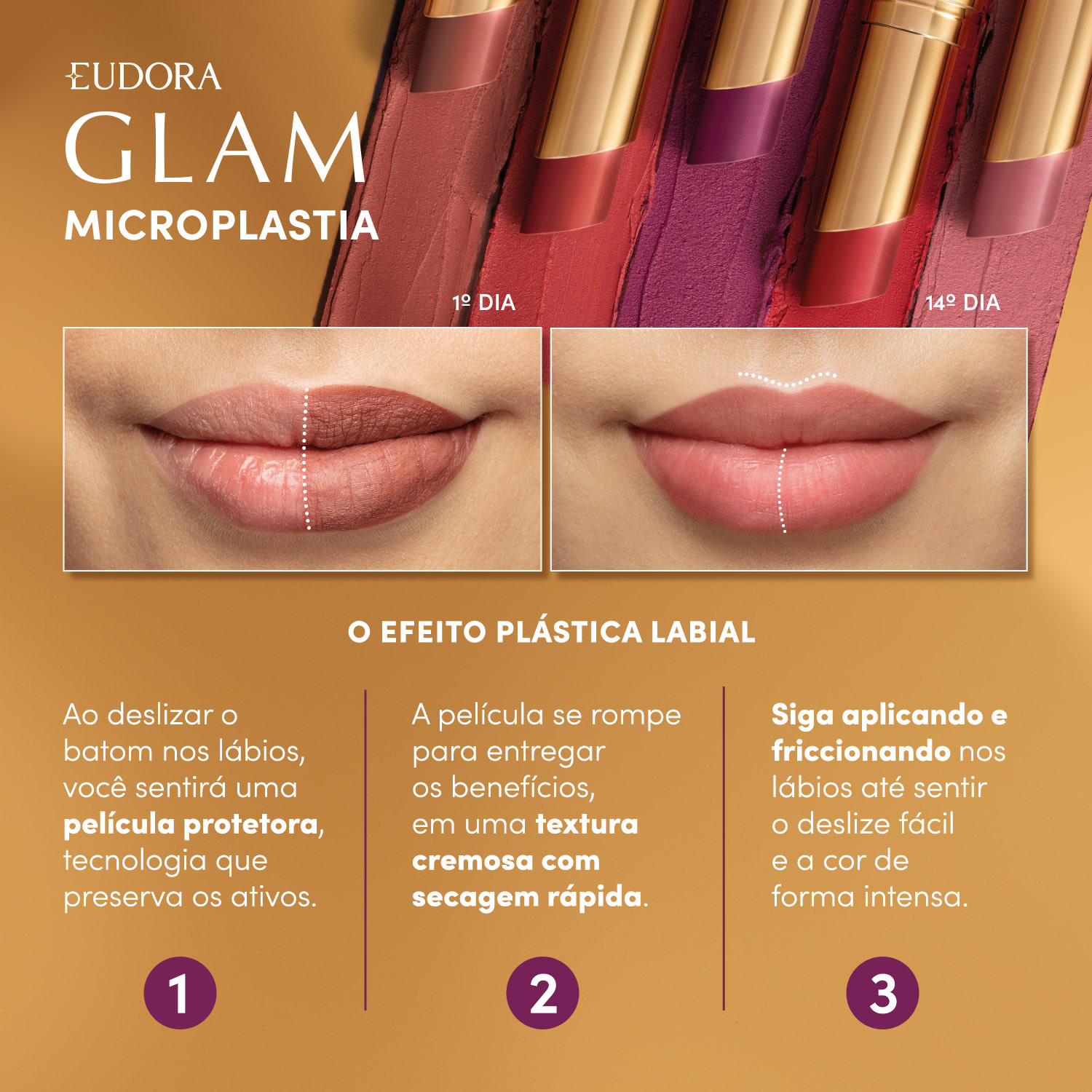 Batom Vermelho Ruby Eudora Glam Microplastia 3,3g