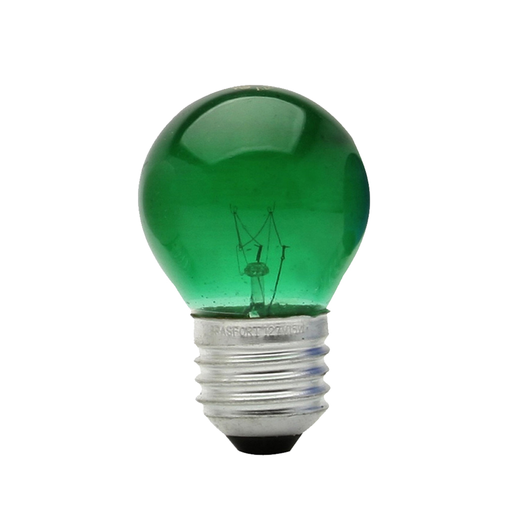 Lâmpada Bolinha 15 Watts E27 127 Volts BG-45 Verde Vendido Unitário - Brasfort 8484