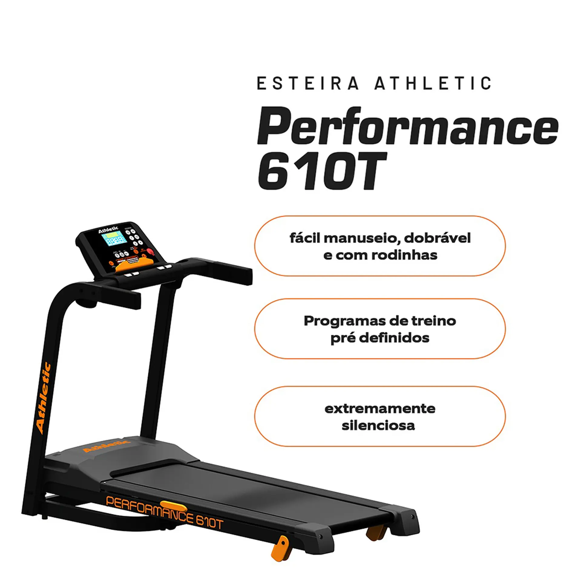 Esteira Ergométrica Athletic Performance 610T 130Kg Dobrável 5.0HPM - Grafite - Bivolt
