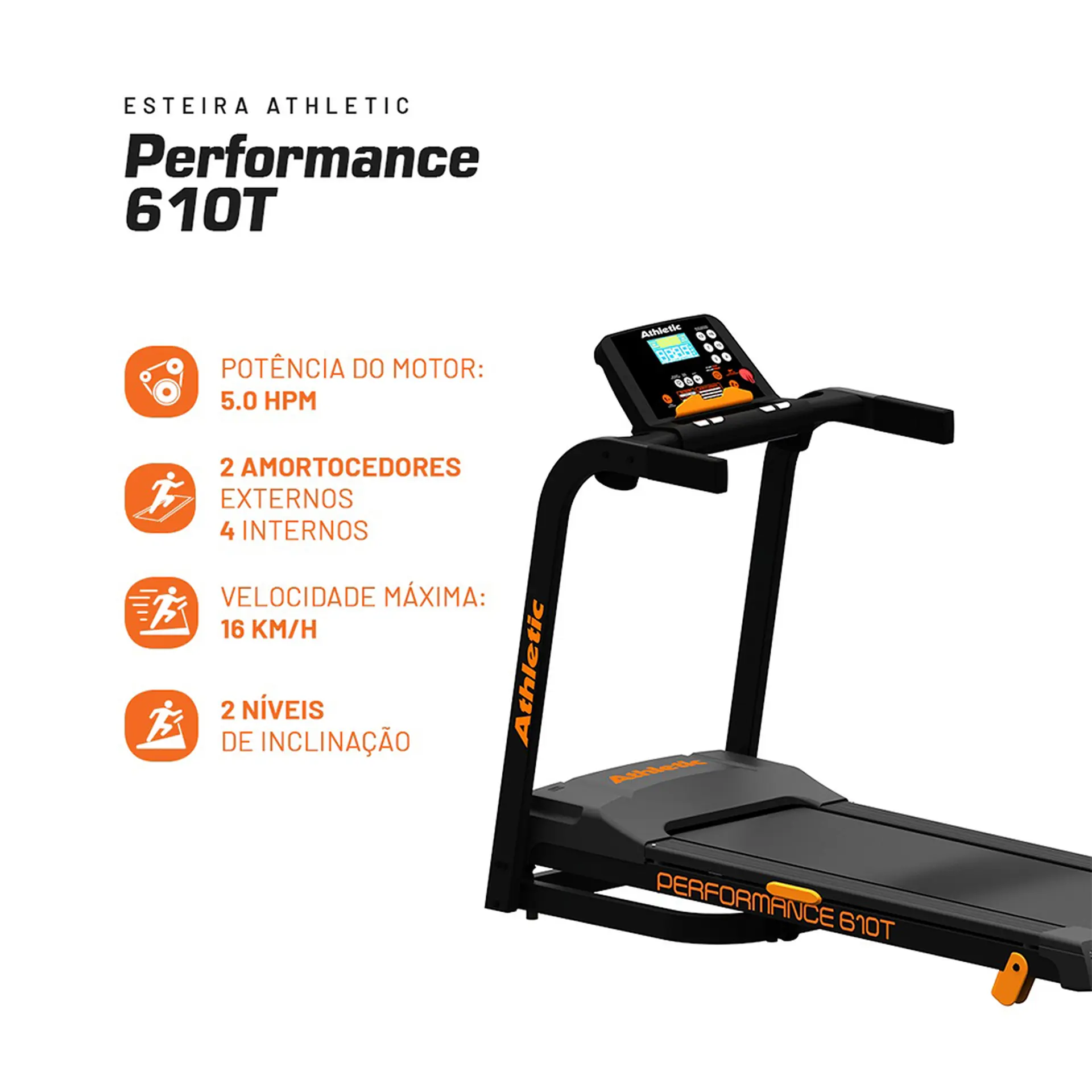 Esteira Ergométrica Athletic Performance 610T 130Kg Dobrável 5.0HPM - Grafite - Bivolt