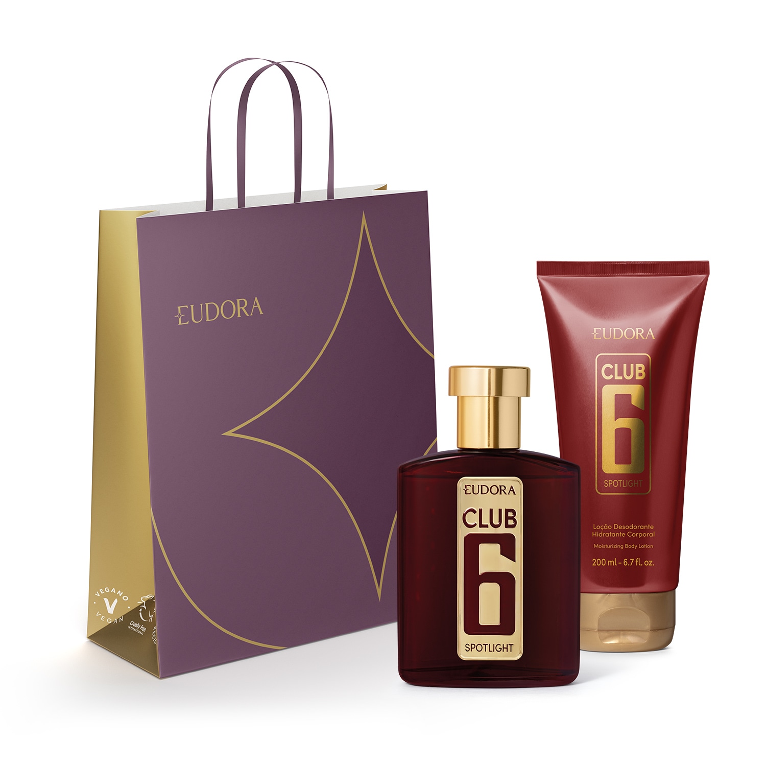 Combo Club 6 Spotlight presente: Desodorante Colônia 95ml + Loção Hidratante Corporal 200ml + Sacola