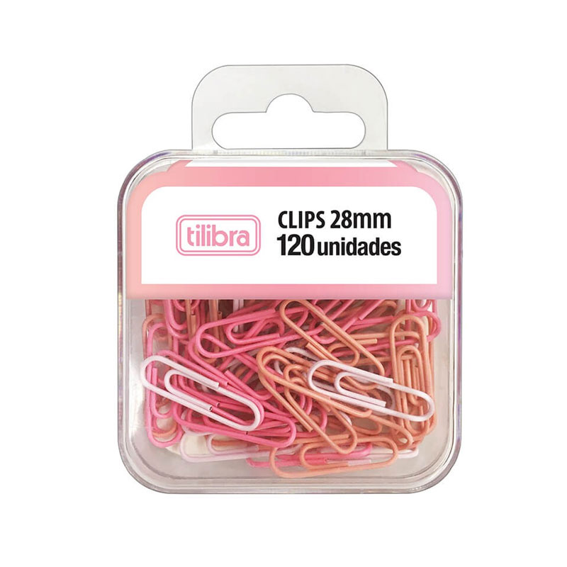 Clips Tilibra 28mm 120 Unidades Ouro Rosa Pastel
