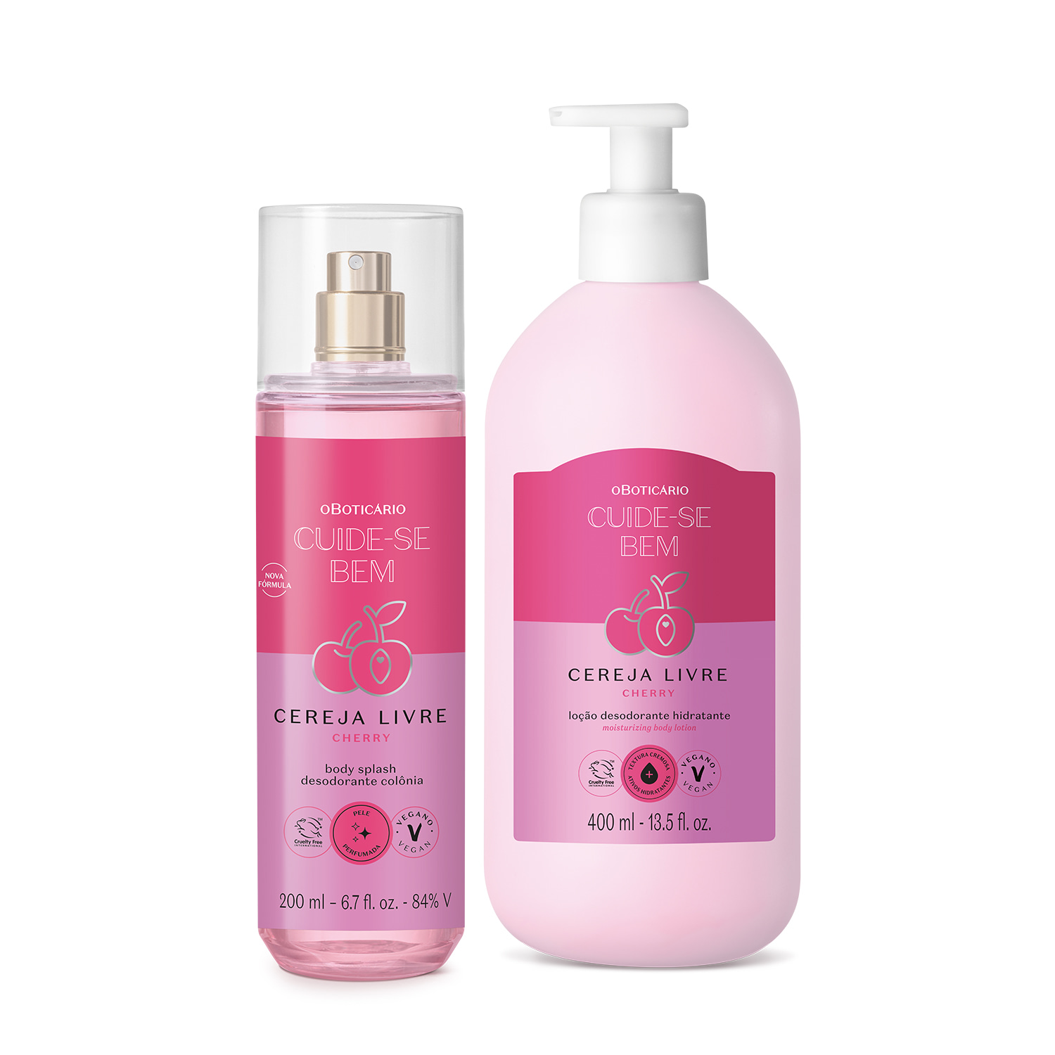 Combo Cereja Livre: Body Splash 200ml + Loção Corporal 400ml