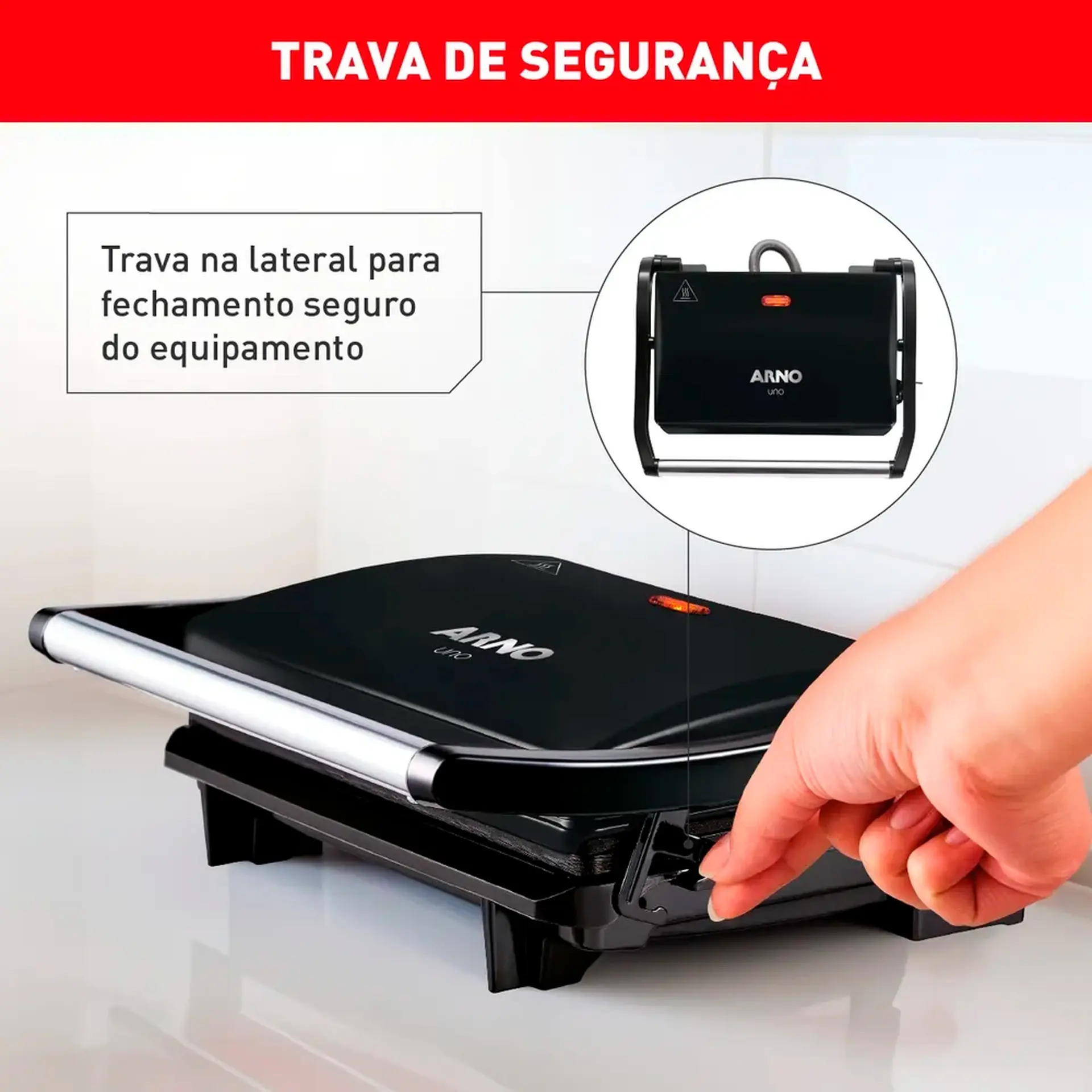 Grill Sanduicheira Arno Panini GPTO 850W - Preto - 110 Volts