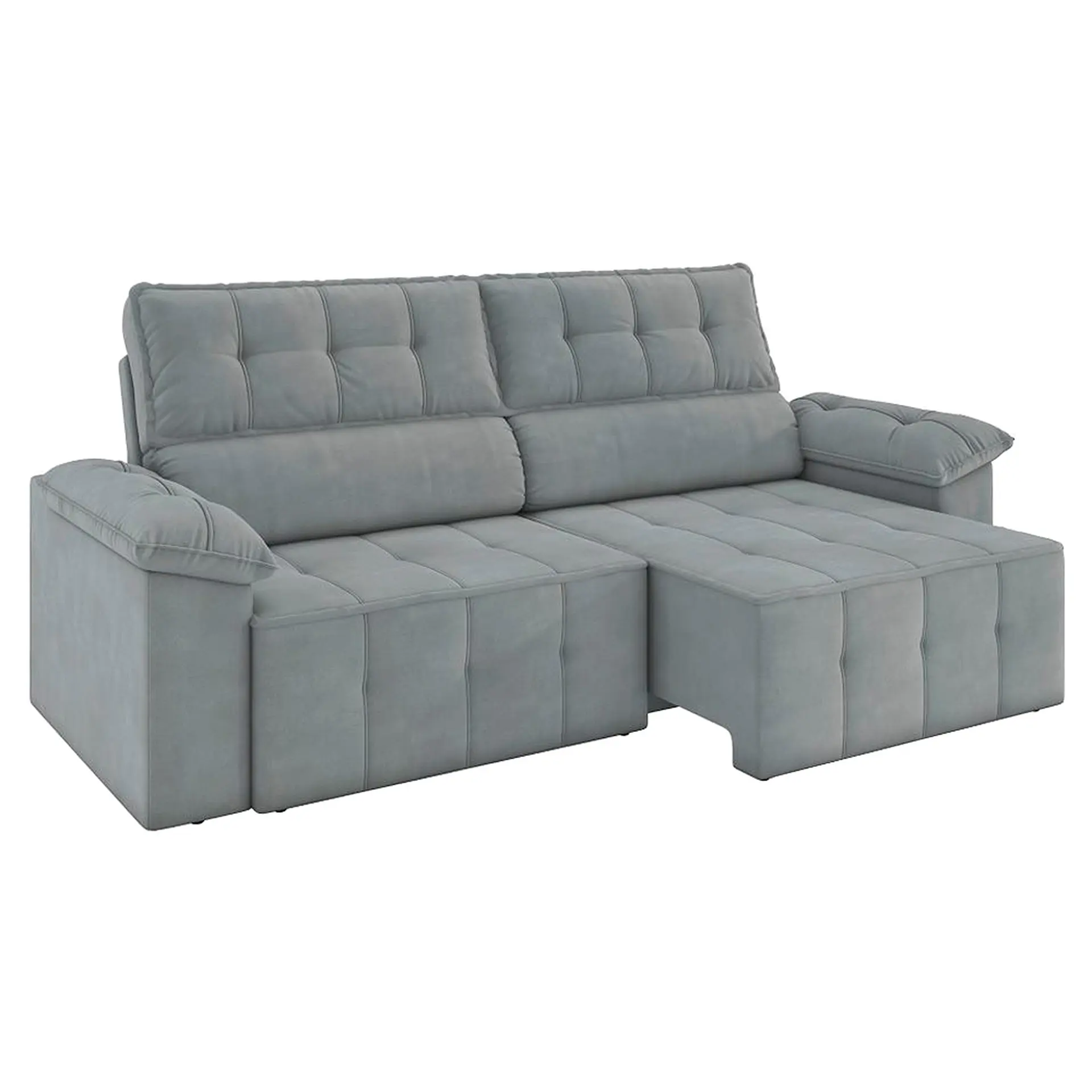 Sofá Retrátil e Reclinável 220 cm Santorini Besthouse - Slim Chumbo