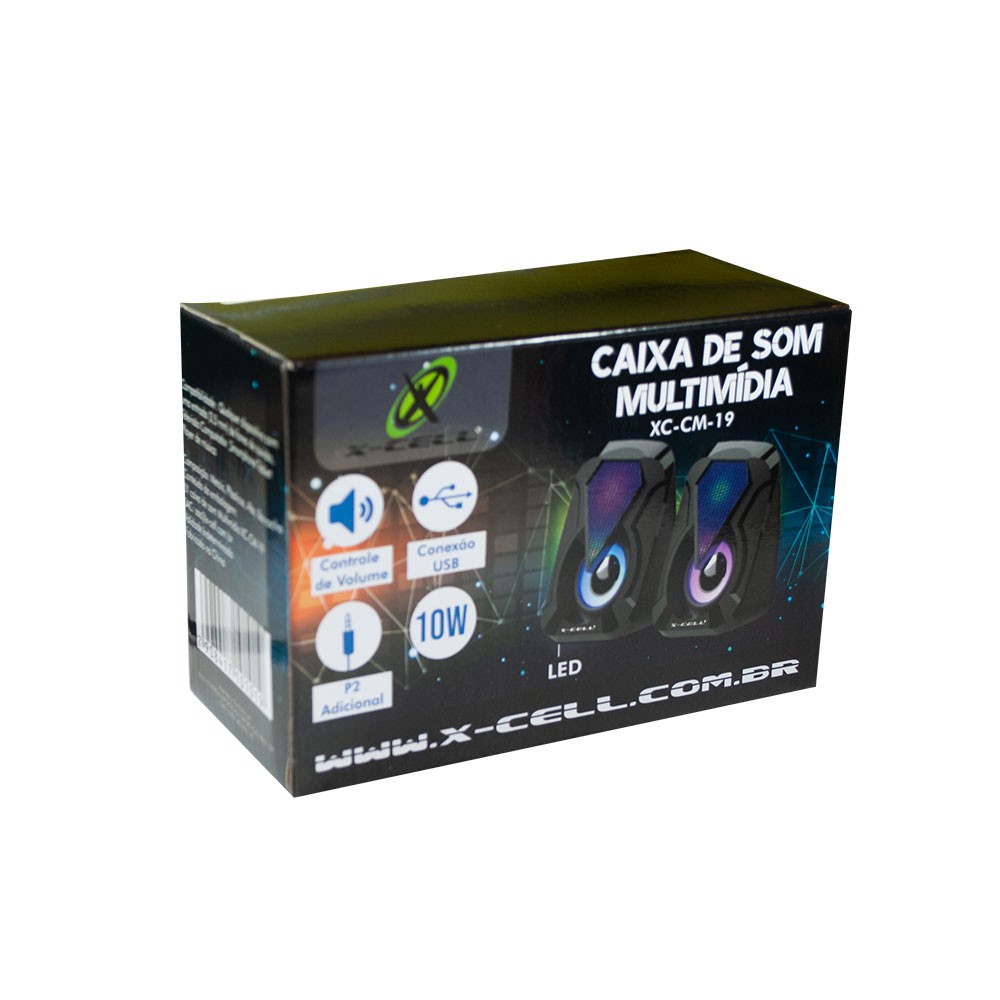 Caixa de Som X-Cell 2.0 Canais 10W RMS Preto USB XCCM19