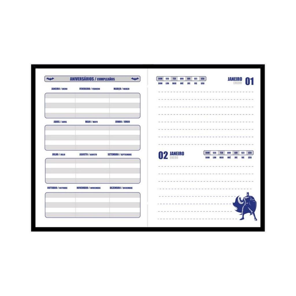 Agenda Escolar Permanente 105x148mm 96 Folhas Batman Preto - Foroni - 54.7669-0