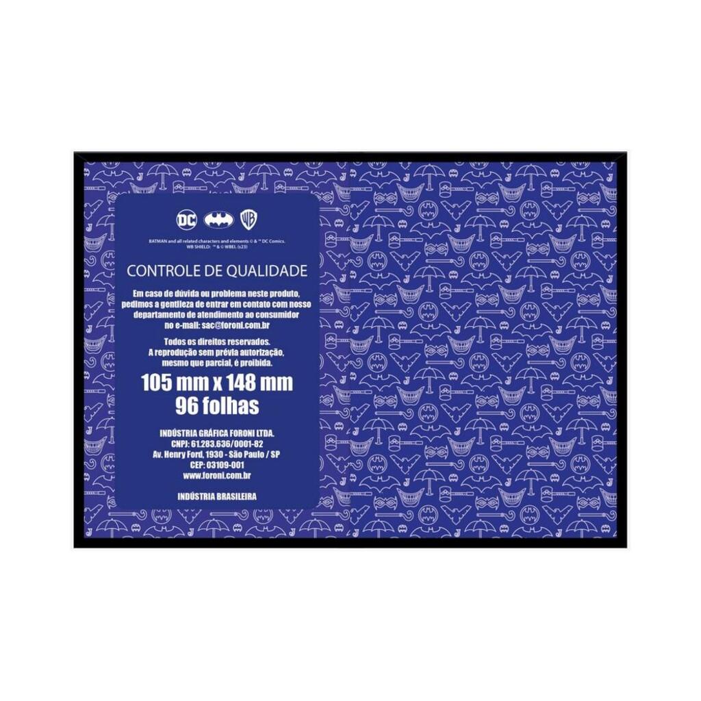 Agenda Escolar Permanente 105x148mm 96 Folhas Batman Preto - Foroni - 54.7669-0