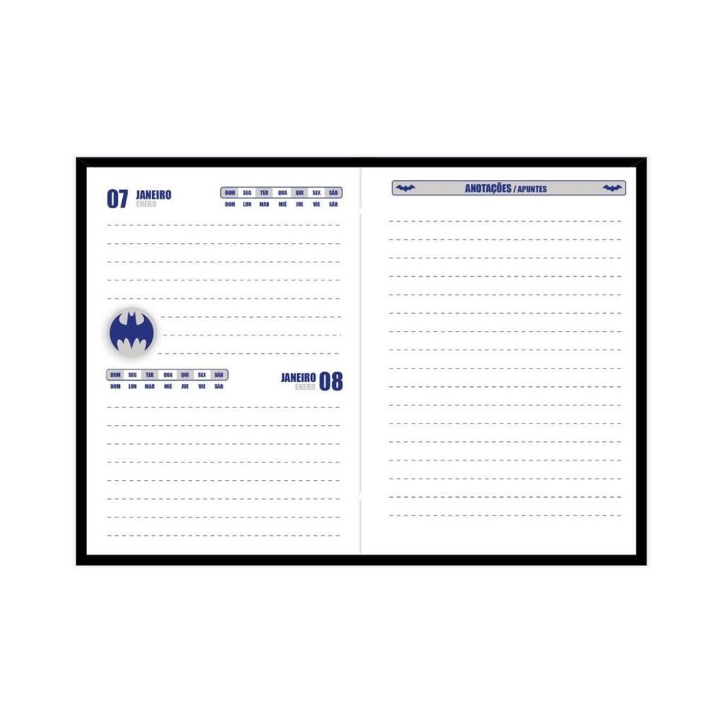 Agenda Escolar Permanente 105x148mm 96 Folhas Batman Preto - Foroni - 54.7669-0