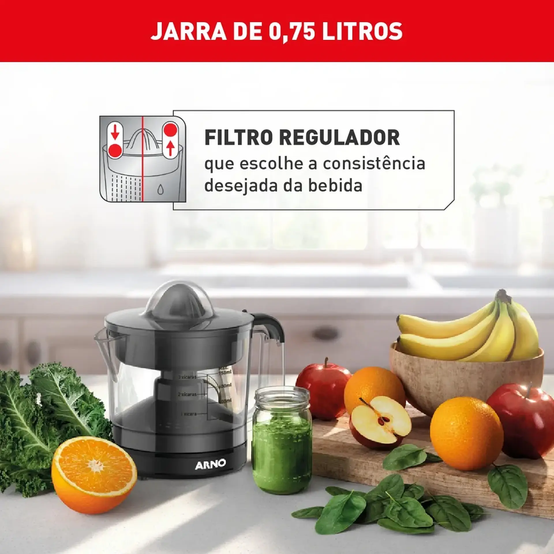 Espremedor de Frutas Arno Suco Express CP31/32 0,75L 40W - Preto - 220 Volts