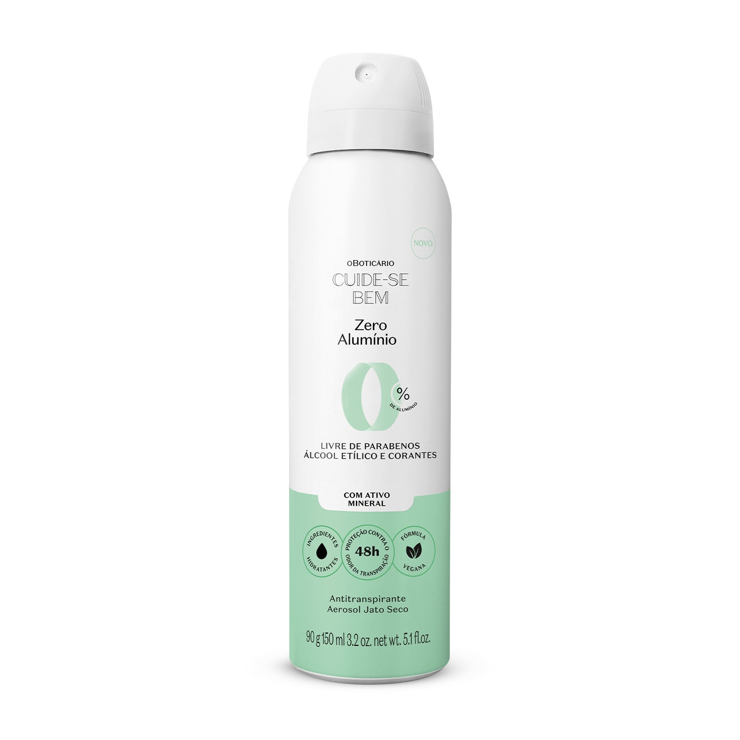 Antitranspirante Aerosol Jato Seco Cuide-se Bem Zero Alumínio 90g/150ml